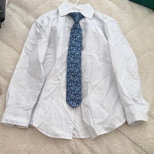 Kids White Polka Dot Button Down Shirt